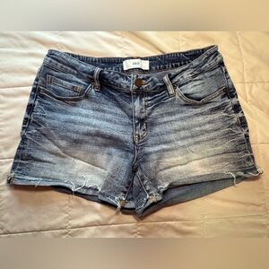 BKE‎ Blue Distressed Jean Shorts with Frayed Hem